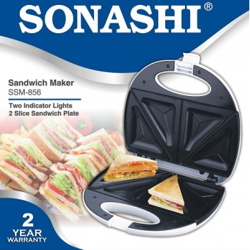 SONASHI 2 SLICE SANDWICH MAKER 750W SSM-856 SONASHI 2 SLICE SANDWICH MAKER 750W SSM-856